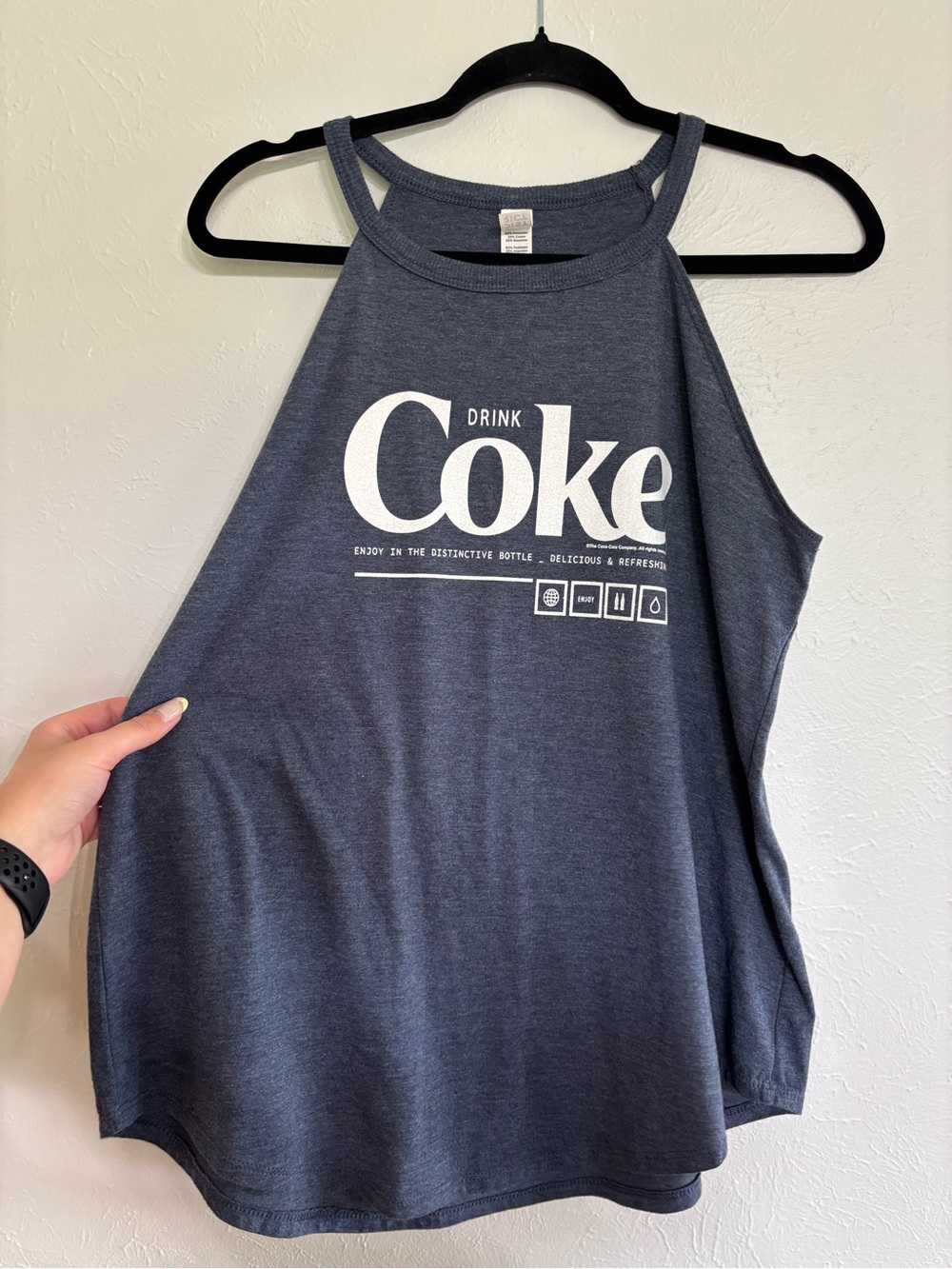District Navy Blue 'Drink Coke' Graphic Halter Tank